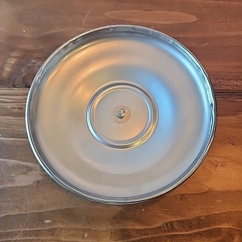Vintage Kromex Lazy Susan Glass Tray with Inserts Relish Tray‎ Chrome Pedestal